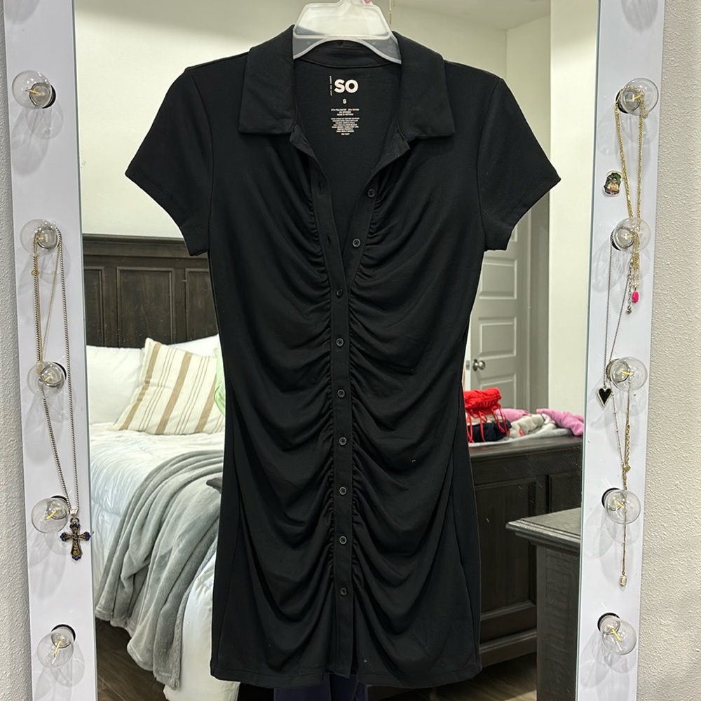 Black collar mini dress